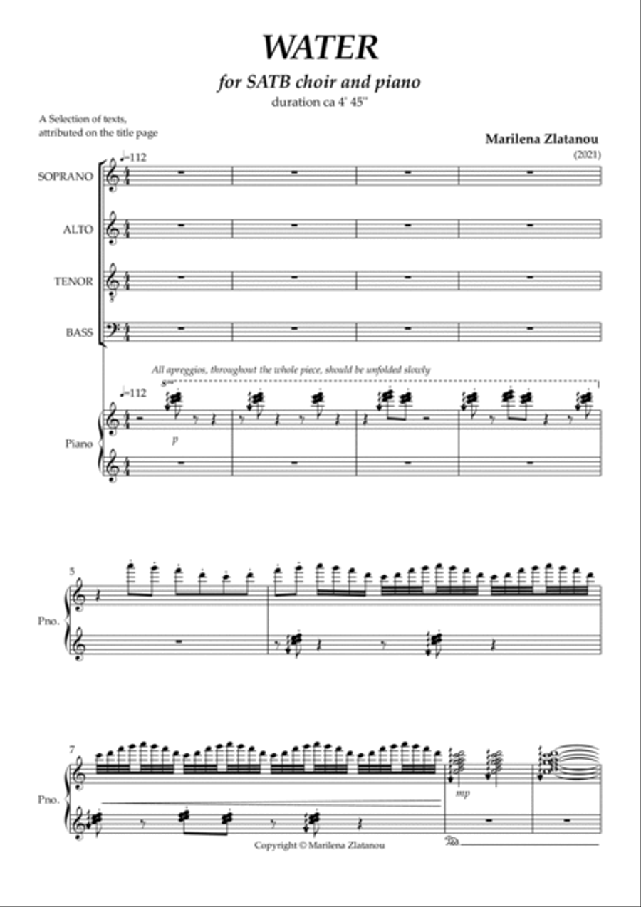 WATER for SATB choir and piano 4-Part scores gallery preview page 3