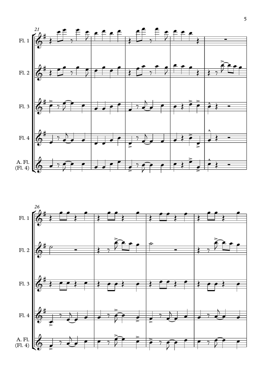 Under The Sea Flute Quartet scores gallery preview page 5