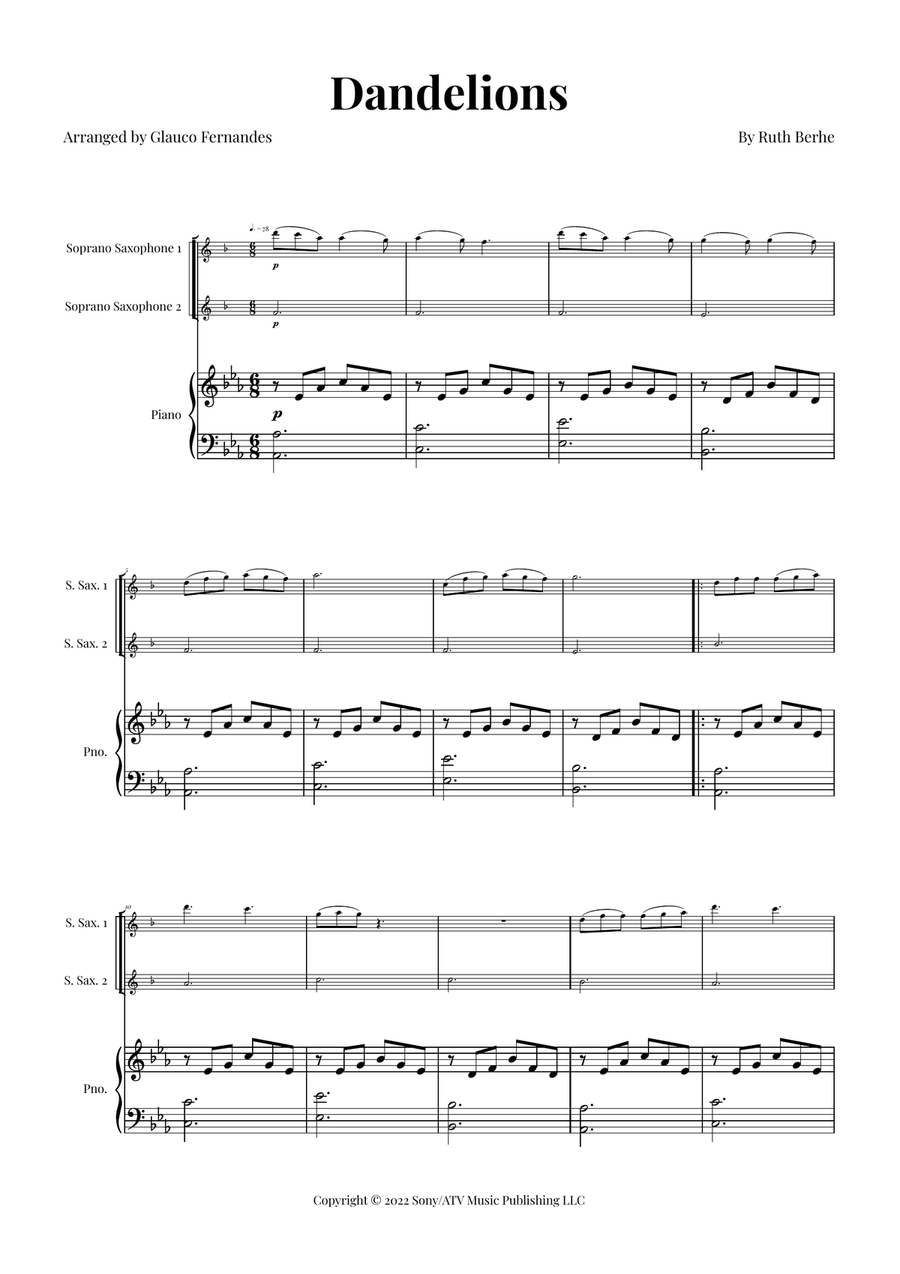 Dandelions Woodwind Duet scores gallery preview page 1