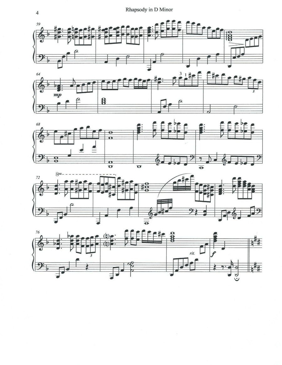 Rhapsody in D Minor Rhapsody in D Minor Piano Solo scores gallery preview page 4