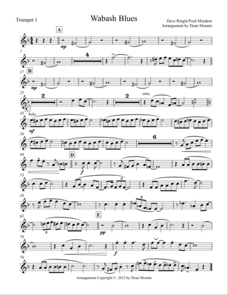 Wabash Blues Wabash Blues Brass Ensemble scores gallery preview page 6