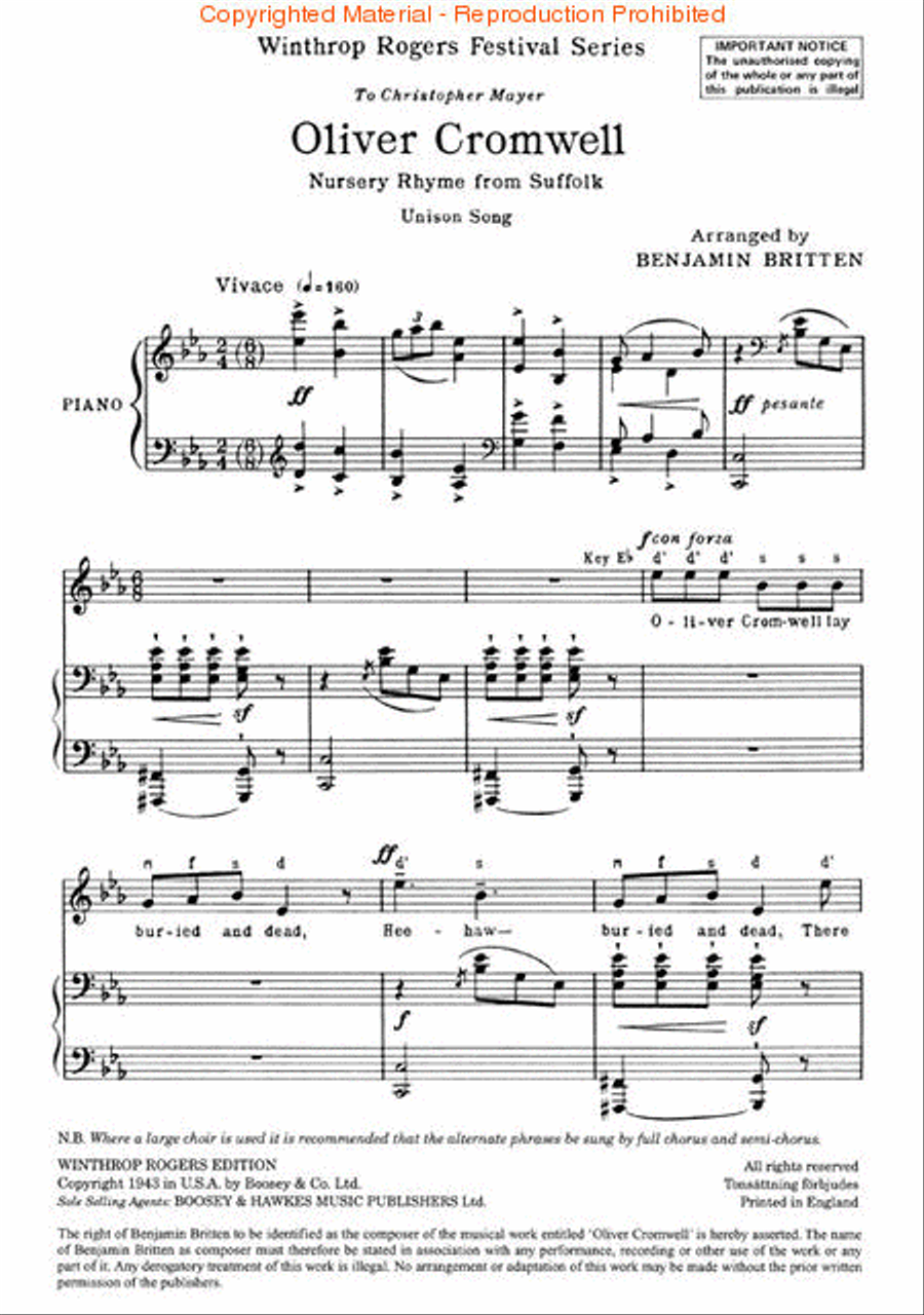 Oliver Cromwell Unison Choir scores gallery preview page 2