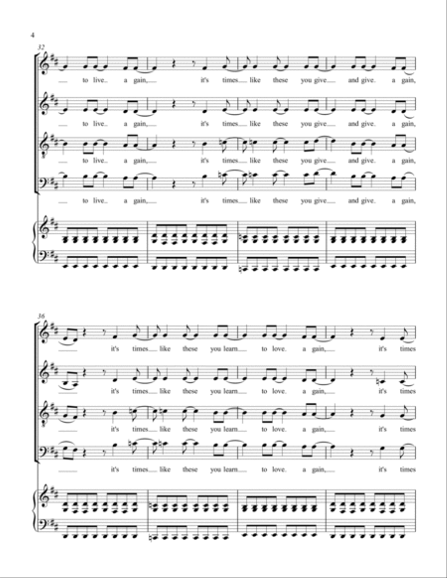Times Like These 4-Part scores gallery preview page 4