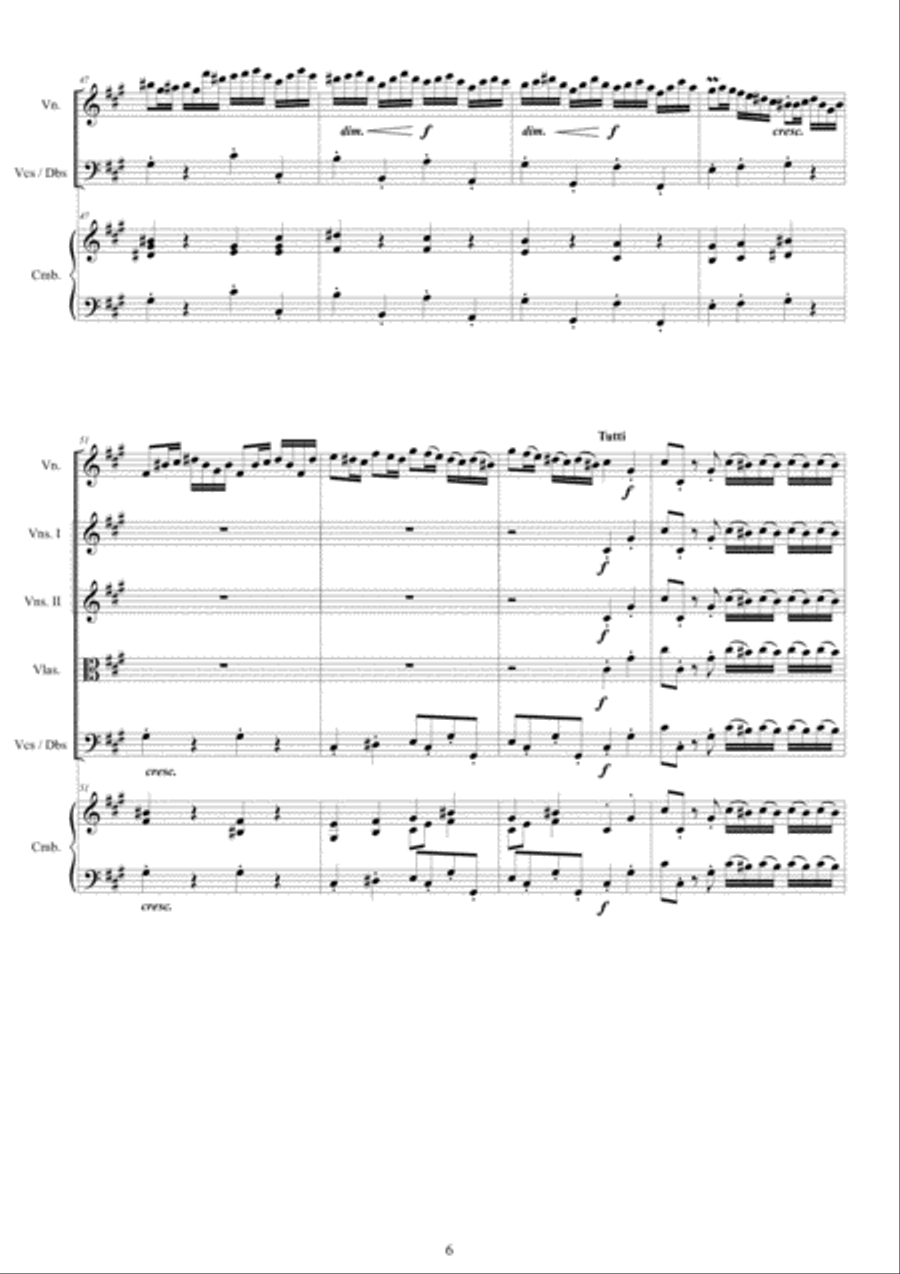 Vivaldi - Violin Concerto No.2 in A major RV 345 for Violin, Strings and Cembalo Chamber Orchestra scores gallery preview page 6