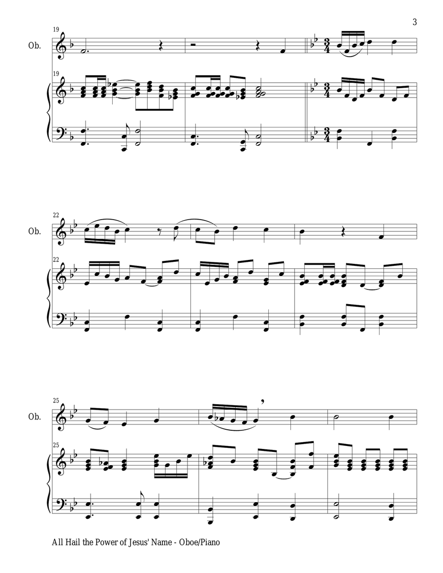 ALL HAIL THE POWER OF JESUS' NAME (Bb Clarinet/Piano and Clarinet Part) B-Flat Clarinet scores gallery preview page 4