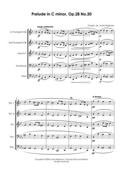 Prelude in C minor, Op.28 No.20 - brass quintet image number null