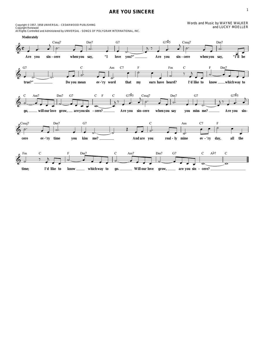 Are You Sincere Are You Sincere Guitar scores gallery preview page 1