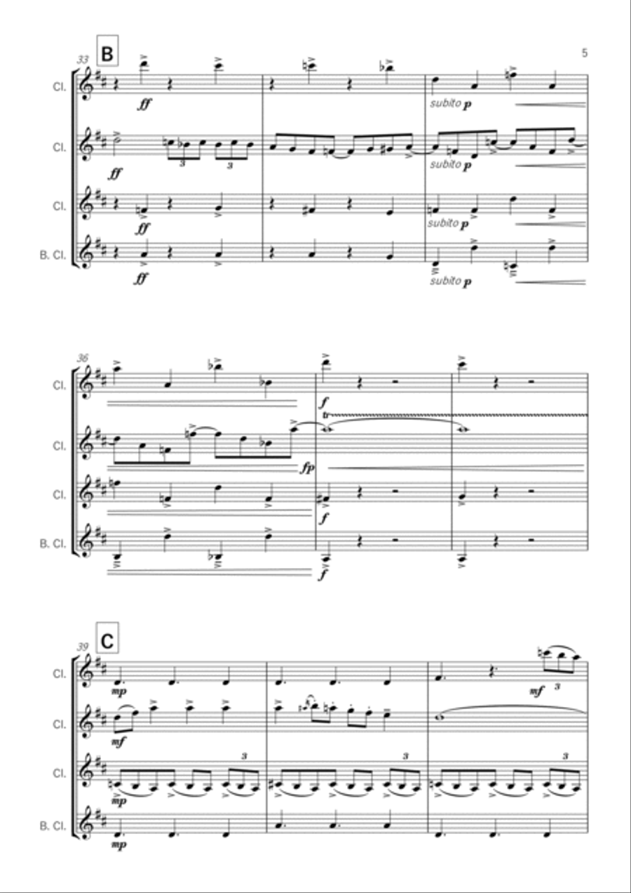 Rhapsody in Blue - Gershwin, for Clarinet Quartet Clarinet Quartet scores gallery preview page 5