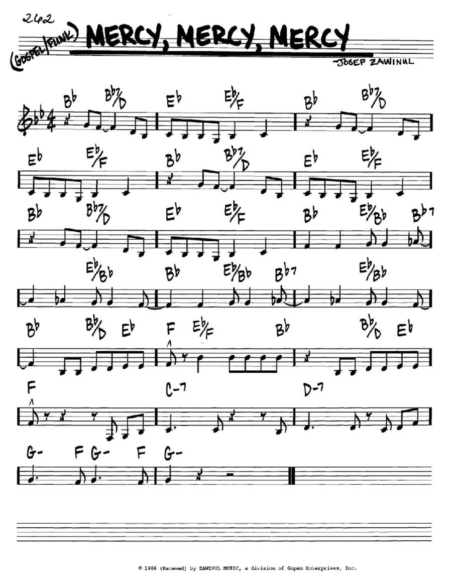 Mercy, Mercy, Mercy C Instrument scores gallery preview page 1