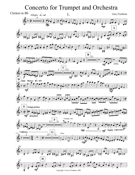 Concerto for Trumpet and Orchestra (set of orchestra parts including solo)