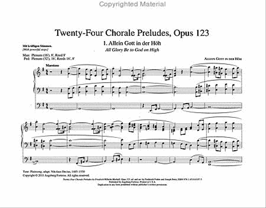 Twenty-Four Chorale Preludes by Friedrich Wilhelm Markull Organ scores gallery preview page 2