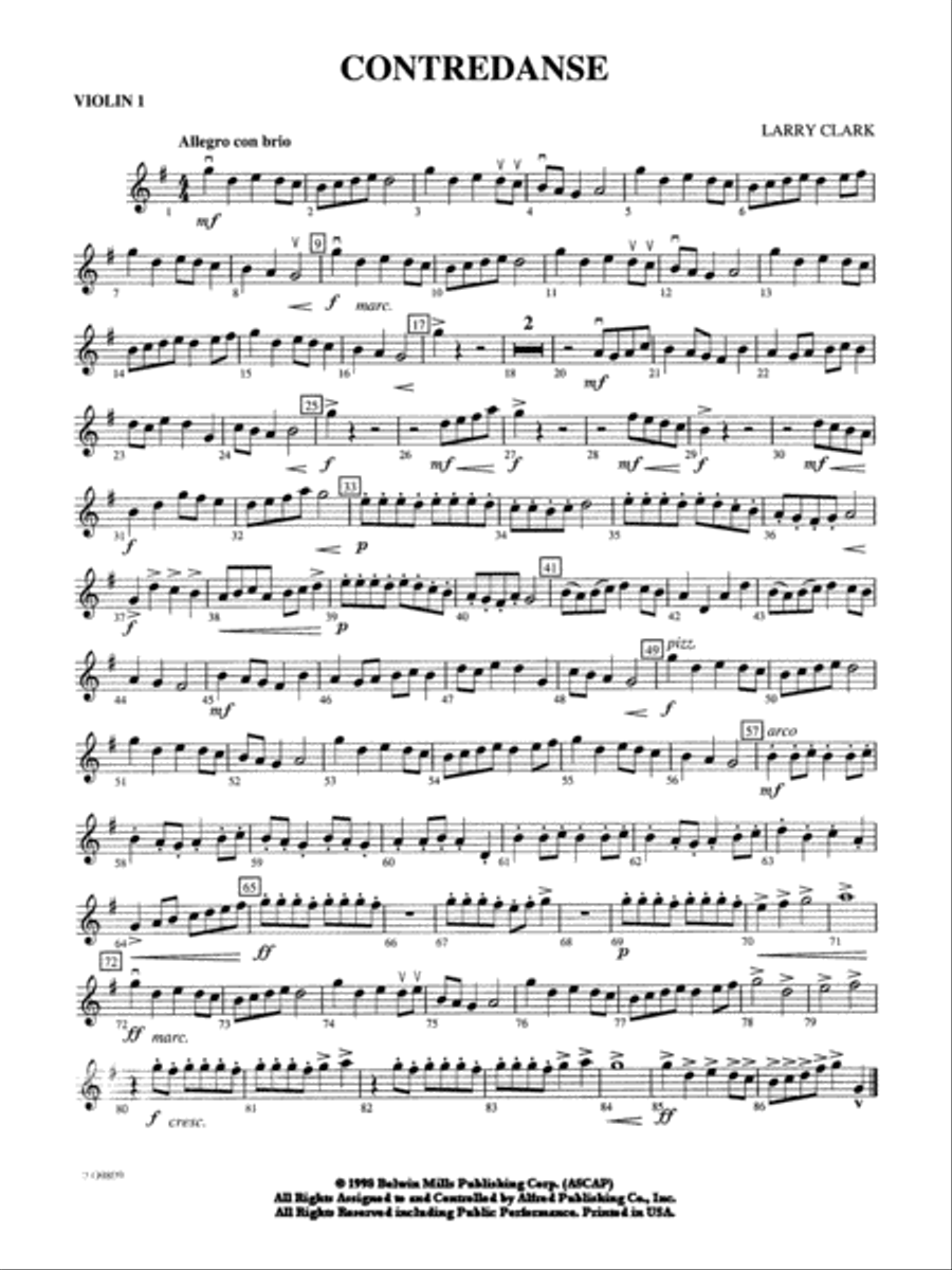 Contredanse: 1st Violin String Orchestra scores gallery preview page 1