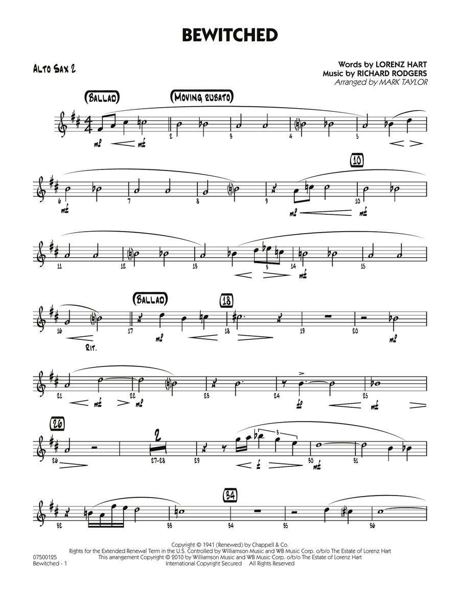 Bewitched - Alto Sax 2 Jazz Ensemble scores gallery preview page 1
