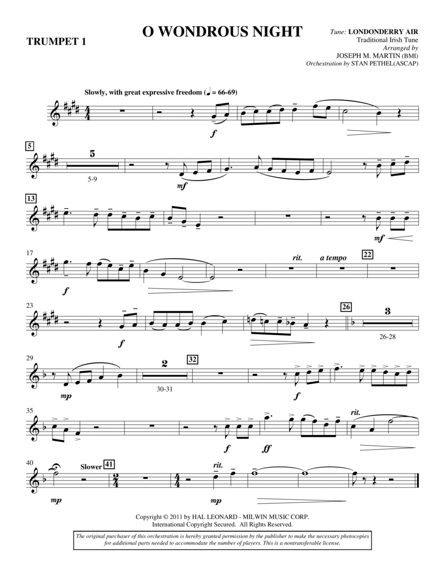 O Wondrous Night - Bb Trumpet 1