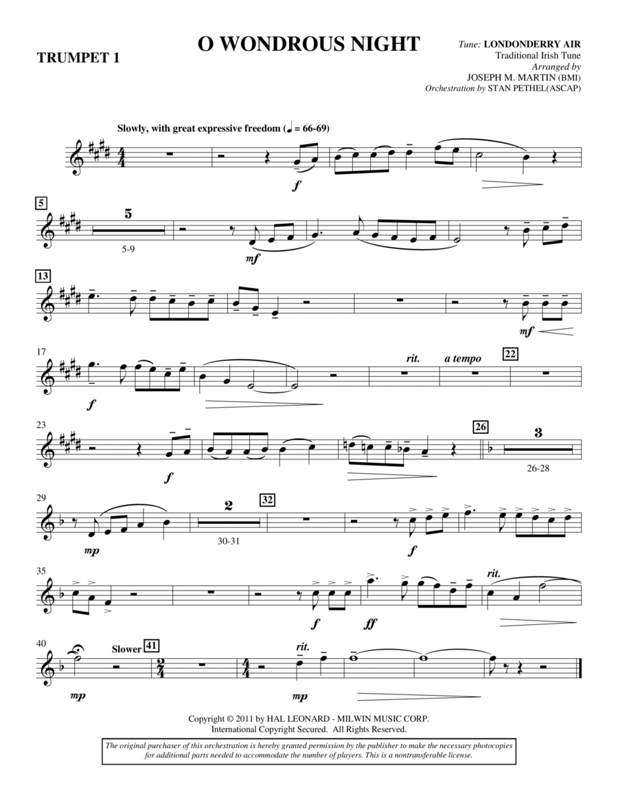 O Wondrous Night - Bb Trumpet 1 Choir scores gallery preview page 1