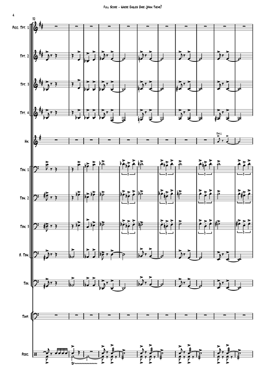 Where Eagles Dare (theme) Brass Ensemble scores gallery preview page 4