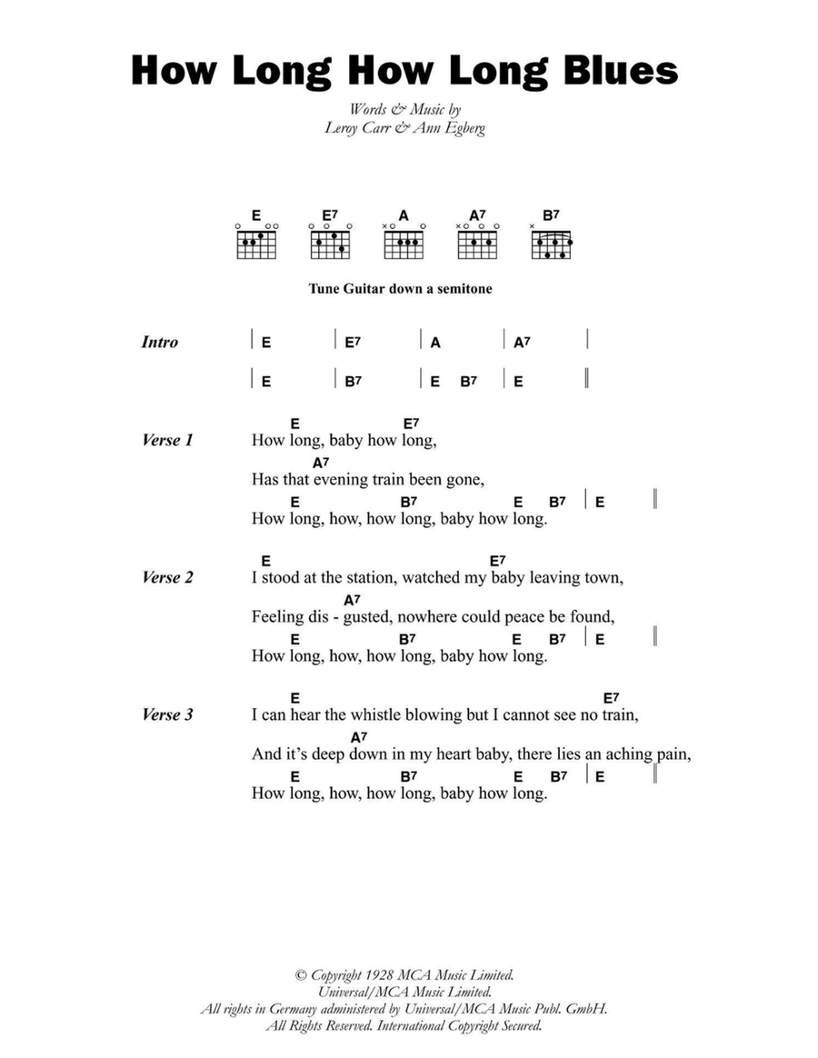 How Long How Long Blues How Long How Long Blues Electric Guitar scores gallery preview page 1