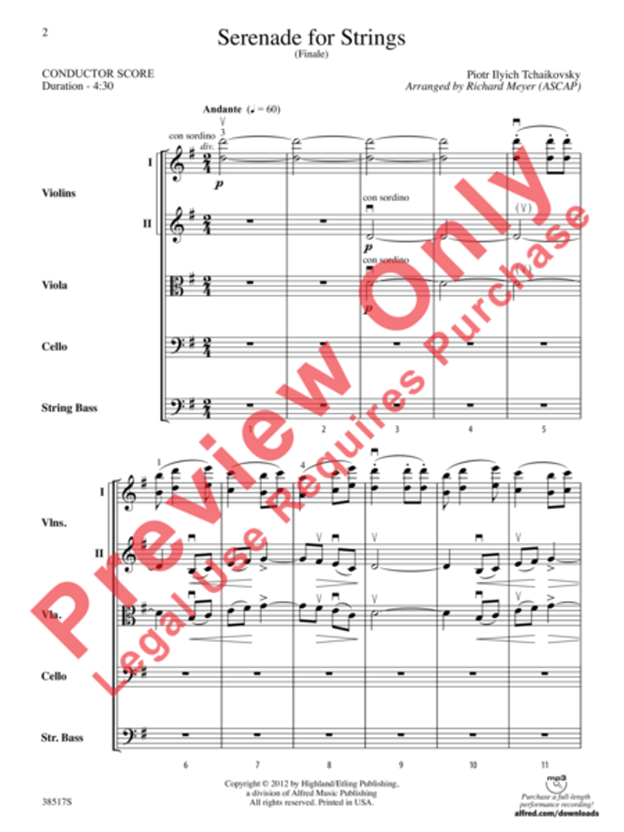 Serenade for Strings String Orchestra scores gallery preview page 3