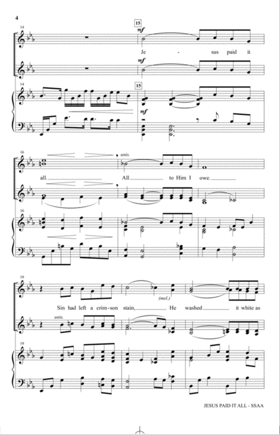 Jesus Paid It All Jesus Paid It All SSA scores gallery preview page 3