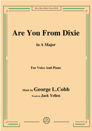 Book cover for George L. Cobb-Are You From Dixie,in A Major,for Voice&Piano