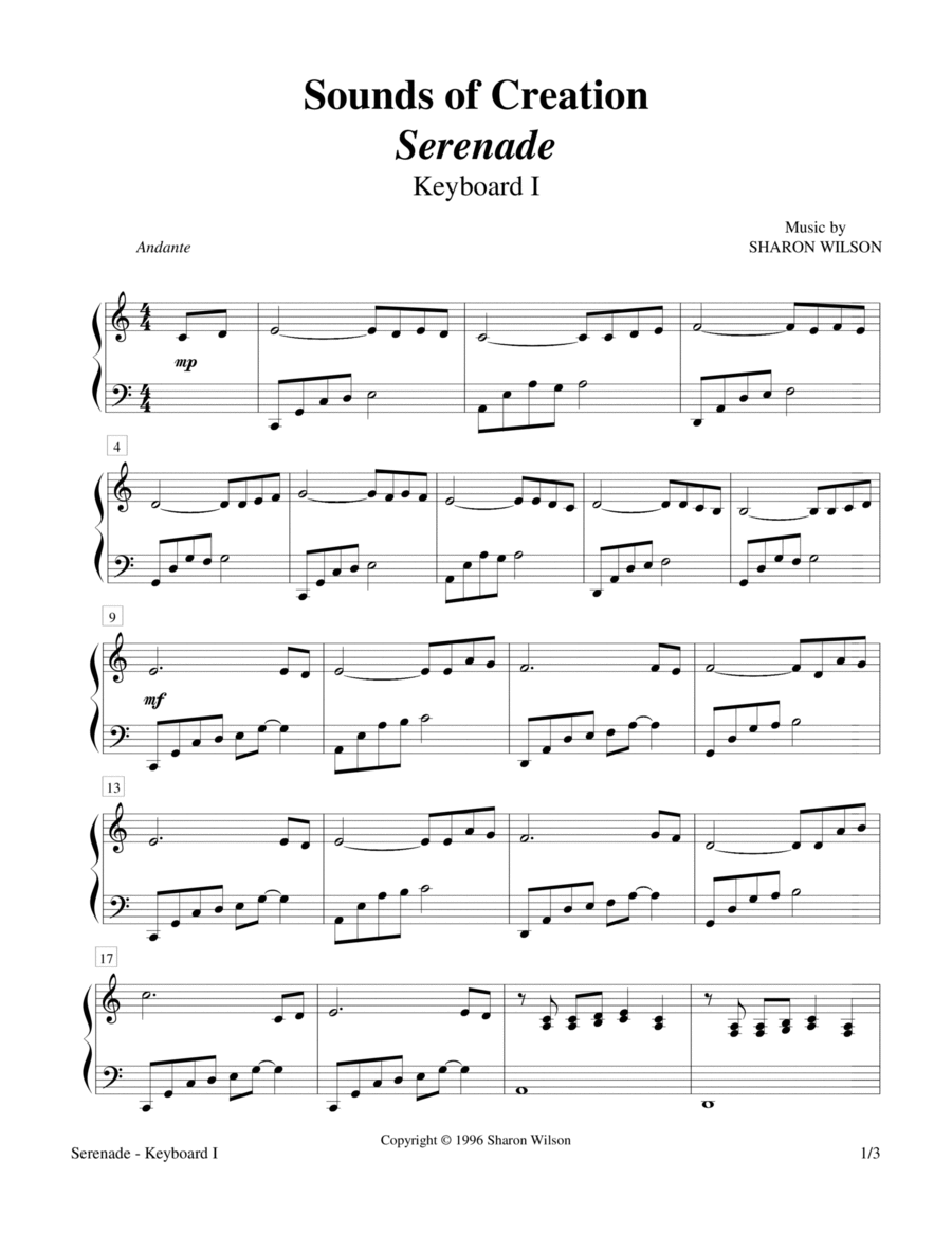 Sounds of Creation - Serenade (Keyboard Duet; 2 Pianos, 4 Hands) 2 Pianos, 4-Hands scores gallery preview page 1