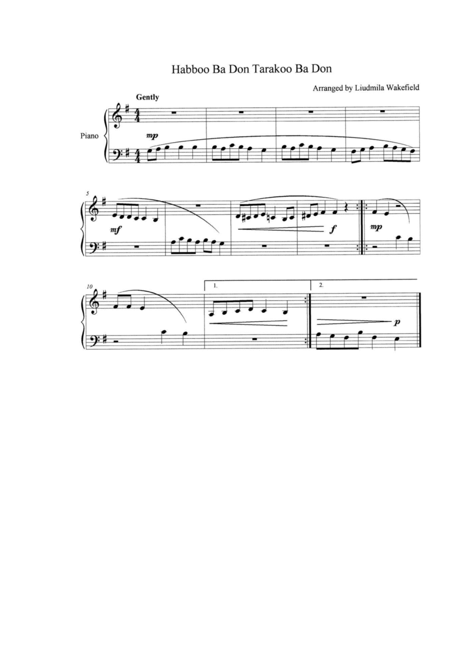 Habboo Ba Don Tarakoo Ba Don Easy Piano scores gallery preview page 1