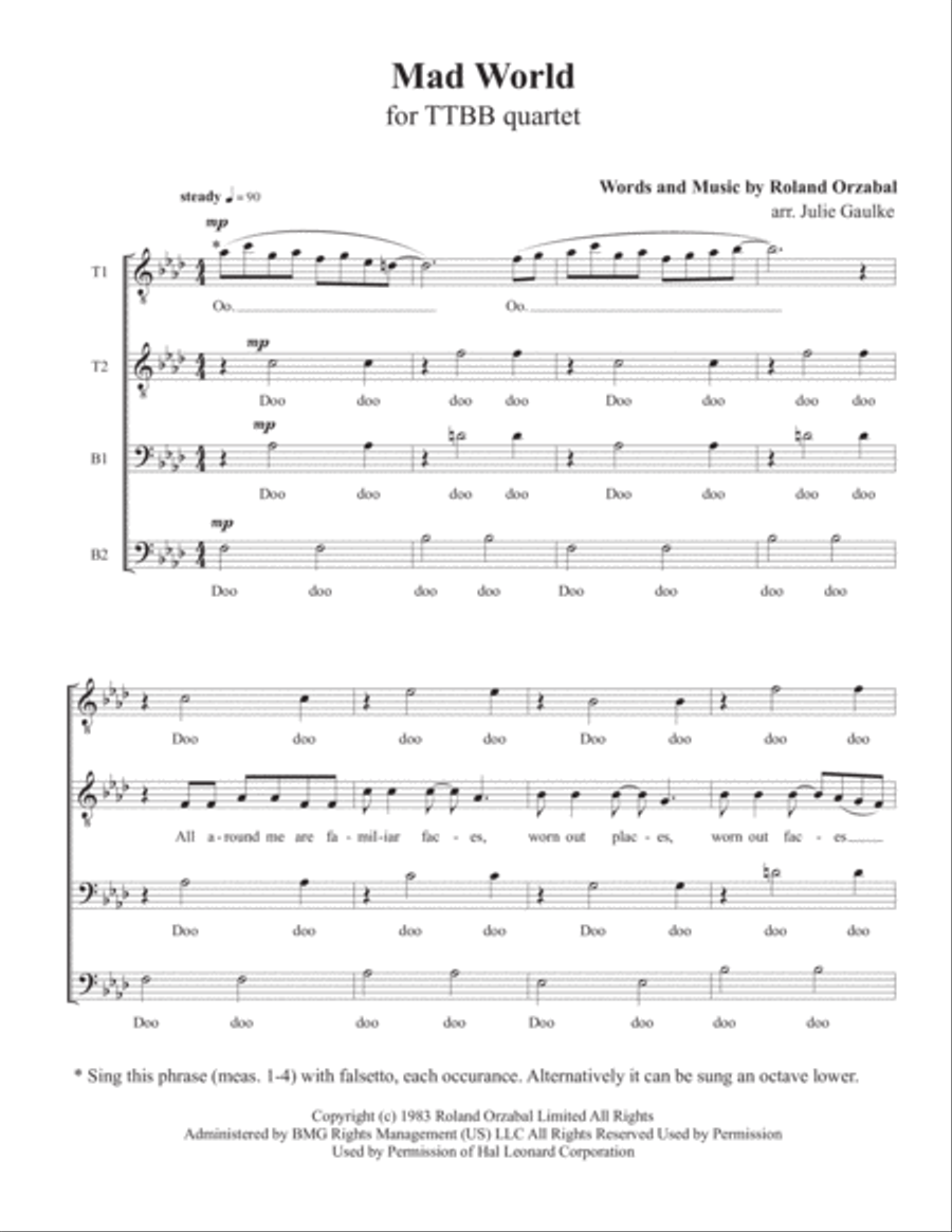 Mad World Mad World TTBB scores gallery preview page 1