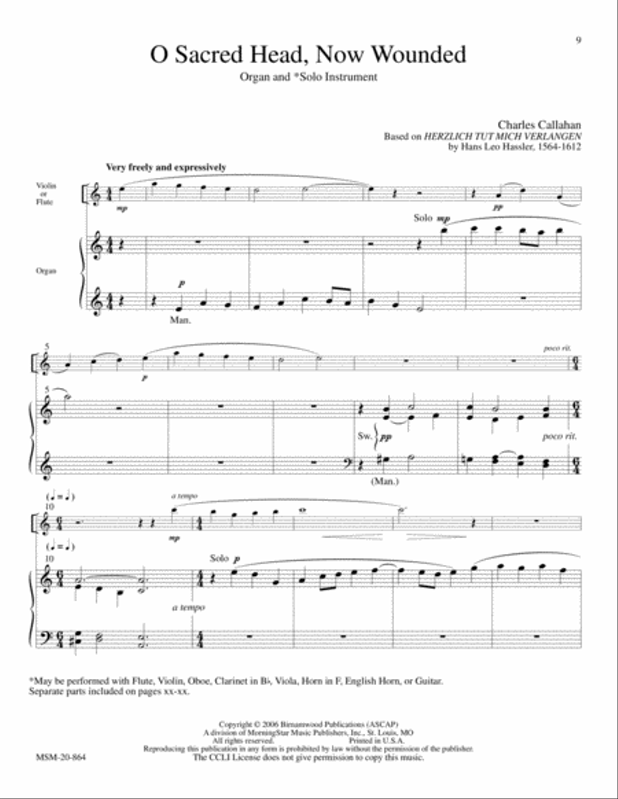 Four Chorale Meditations for Organ and Solo Instrument image number null