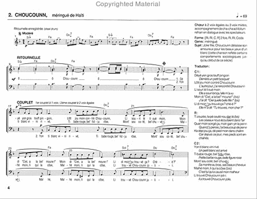 Chants Des Iles (Valisette) Choir scores gallery preview page 3