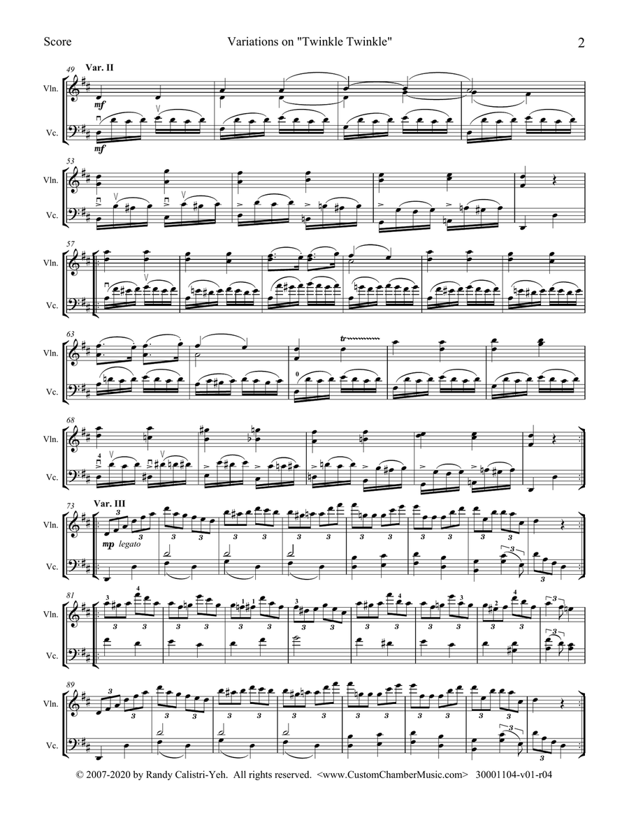 Mozart 12 Variations on