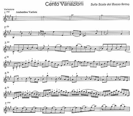Cento Variazioni sulla scala del basso fermo per esercizio del violino - Opus II