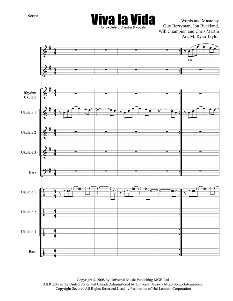 Viva La Vida Small Ensemble scores gallery preview page 1