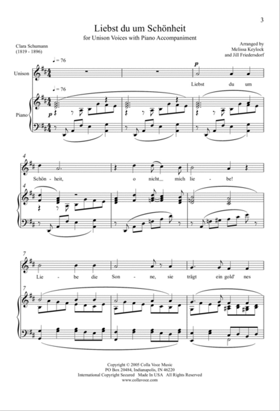 Liebst Du Um Schonheit Liebst Du Um Schonheit Unison Choir scores gallery preview page 2