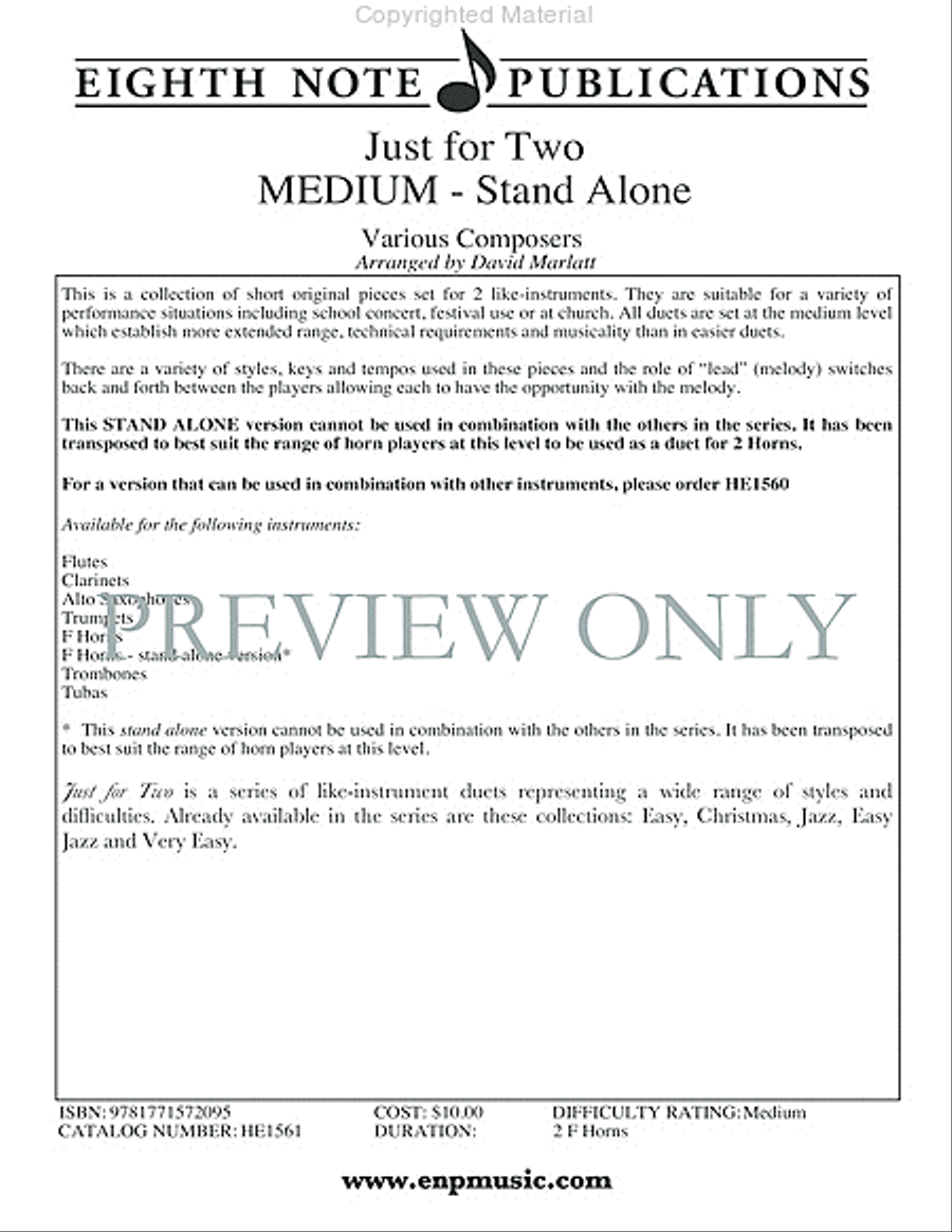 Just for Two Medium (stand alone version) Brass Duet scores gallery preview page 2