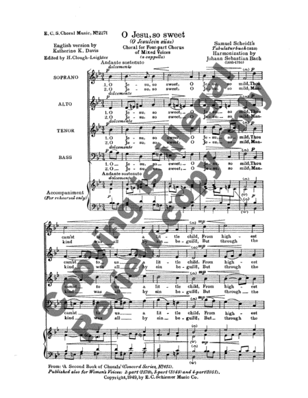 O Jesu, So Sweet, BWV 493
