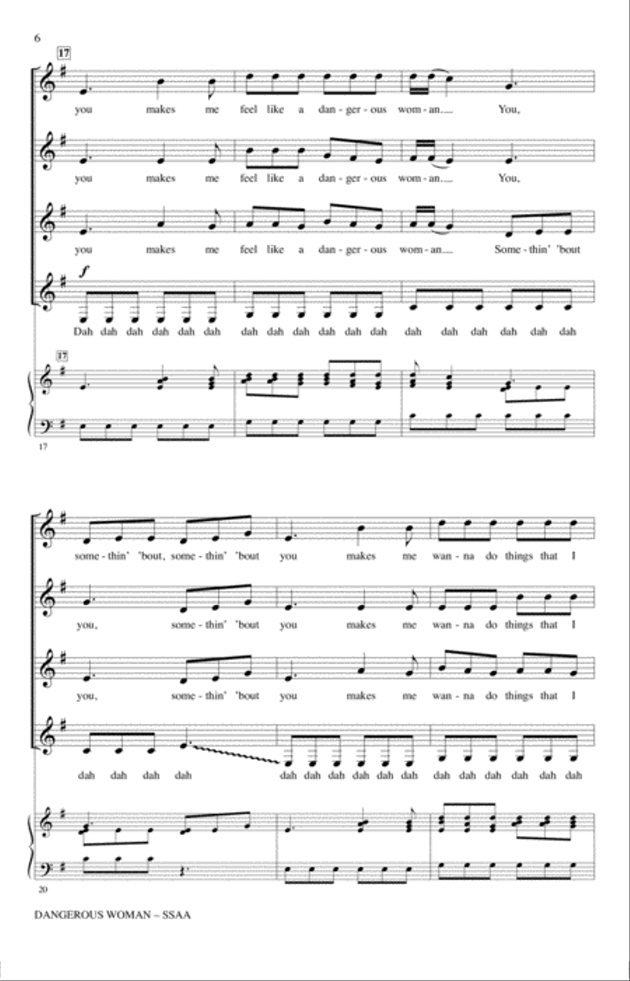 Dangerous Woman (arr. Deke Sharon) SSAA scores gallery preview page 5