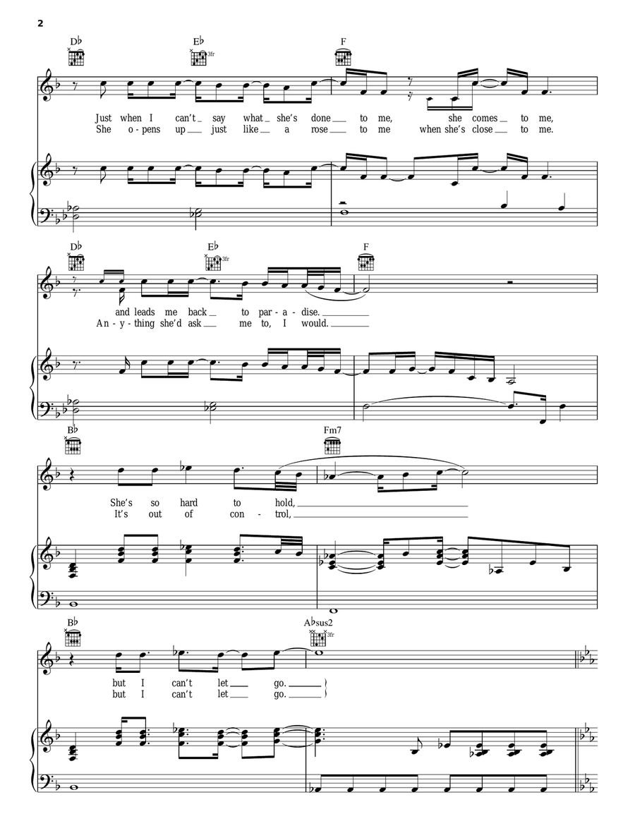 Helpless When She Smiles Piano, Vocal, Guitar scores gallery preview page 2