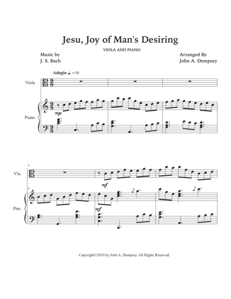 Jesu, Joy of Man's Desiring (Viola and Piano) image number null