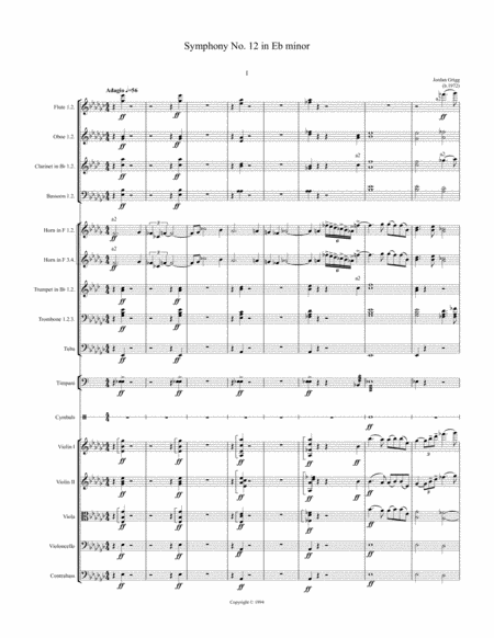 Symphony No.12 in E flat Minor Score and parts