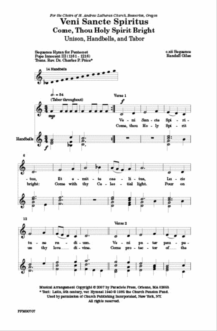 Veni Sancte Spiritus Veni Sancte Spiritus Unison Choir scores gallery preview page 1