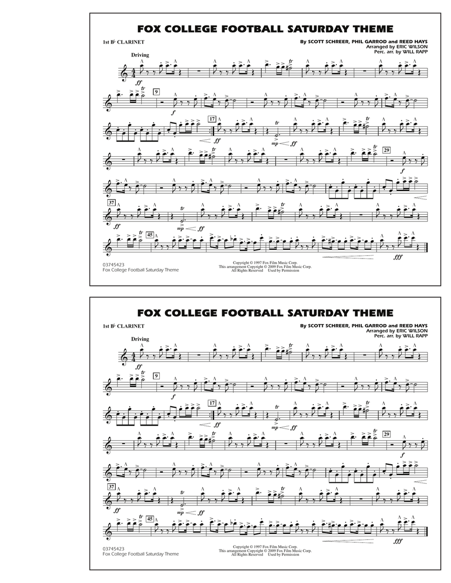 Fox College Football Saturday Theme - Flute/Piccolo Marching Band scores gallery preview page 1