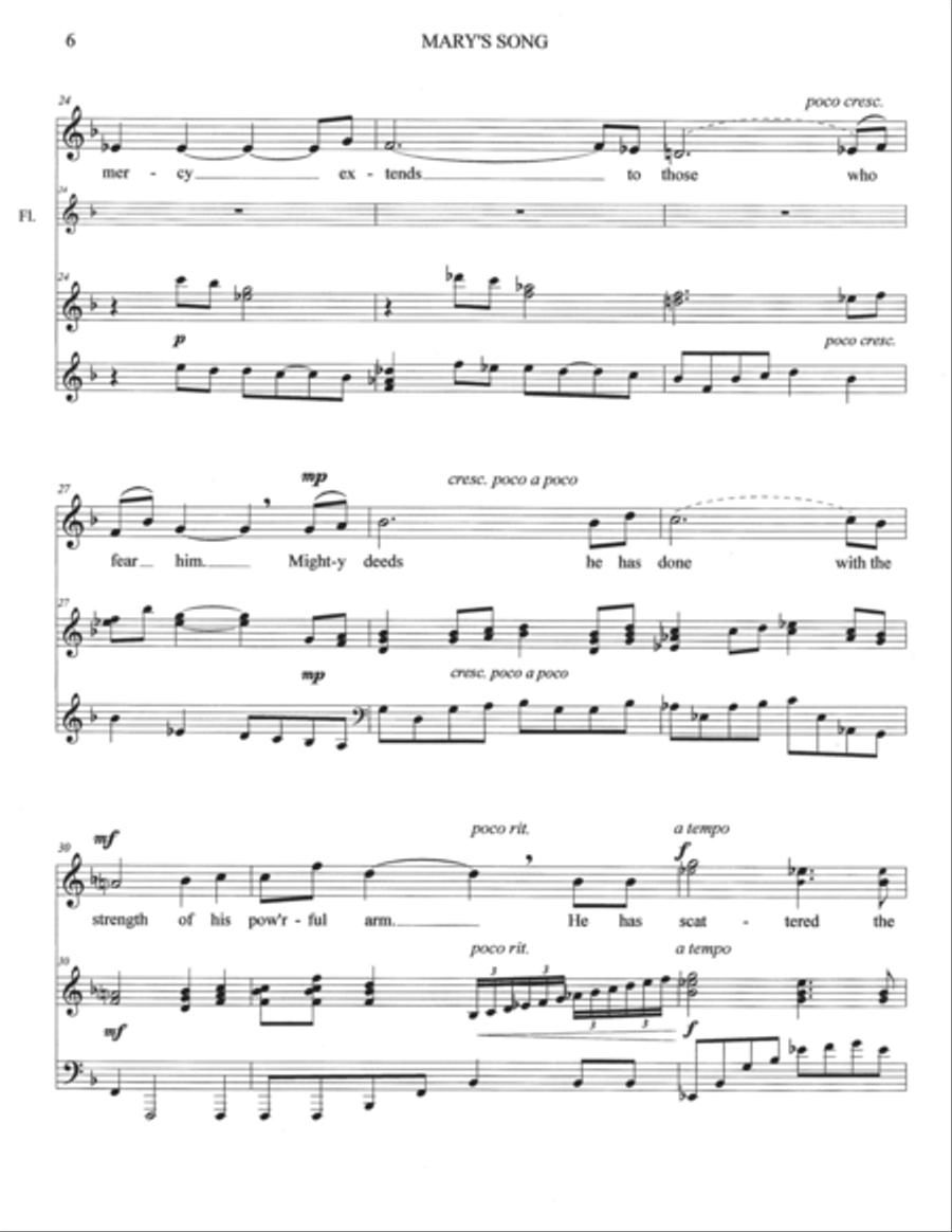 MARY'S SONG ~ Sop. solo, opt. flute Flute scores gallery preview page 6