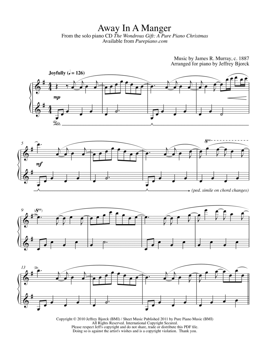 Away in a Manger Piano Solo scores gallery preview page 1