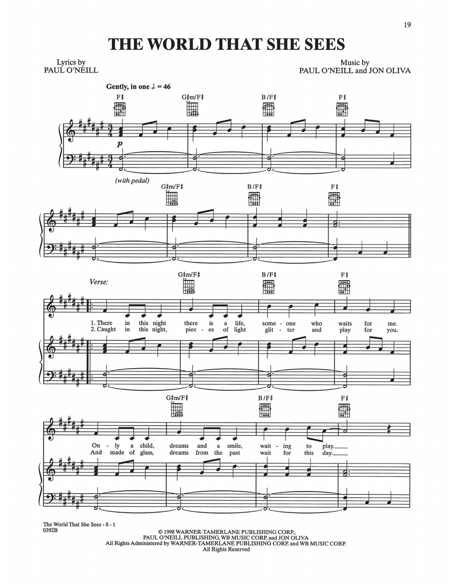 The World That She Sees The World That She Sees Piano, Vocal, Guitar scores gallery preview page 1