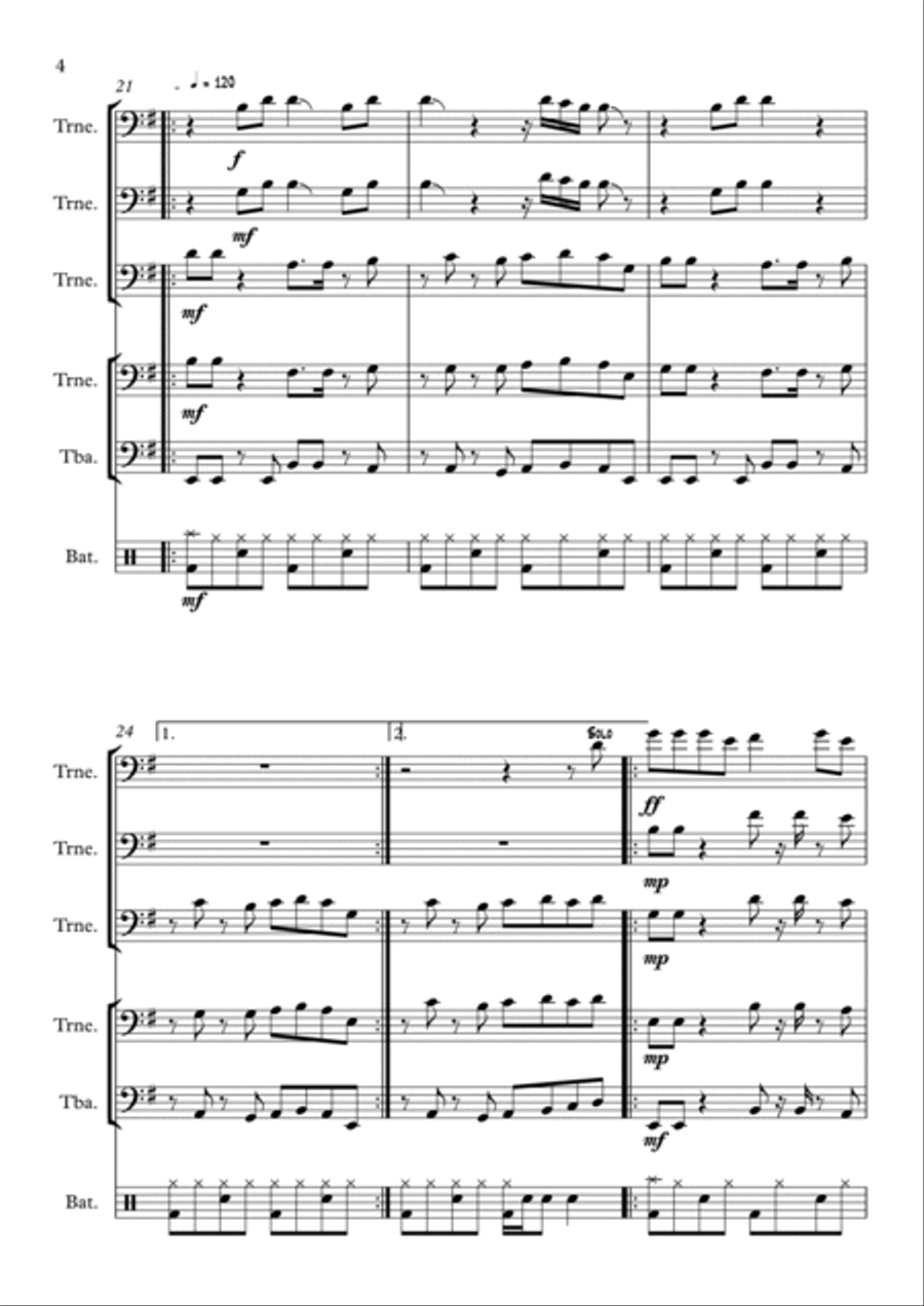 Jota Quest - Arranjo para Grupo de Metais Brass Ensemble scores gallery preview page 4