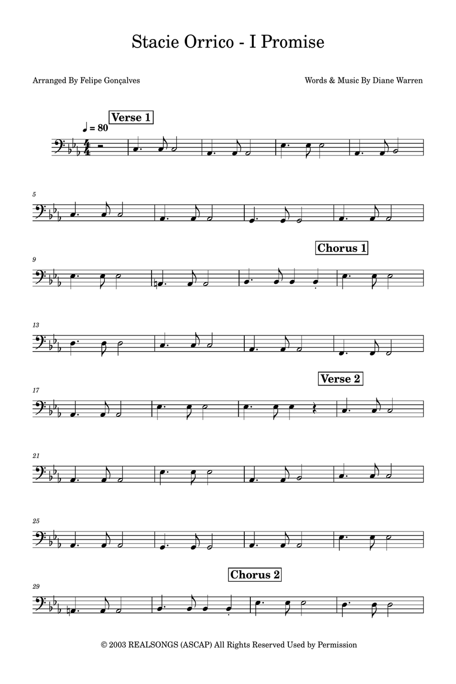 I Promise I Promise Bass Guitar scores gallery preview page 1