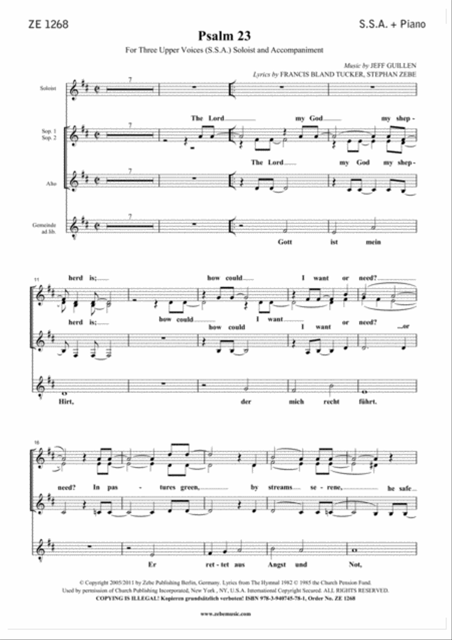Psalm 23 (The Lord My God My Shepherd Is) SSA scores gallery preview page 4