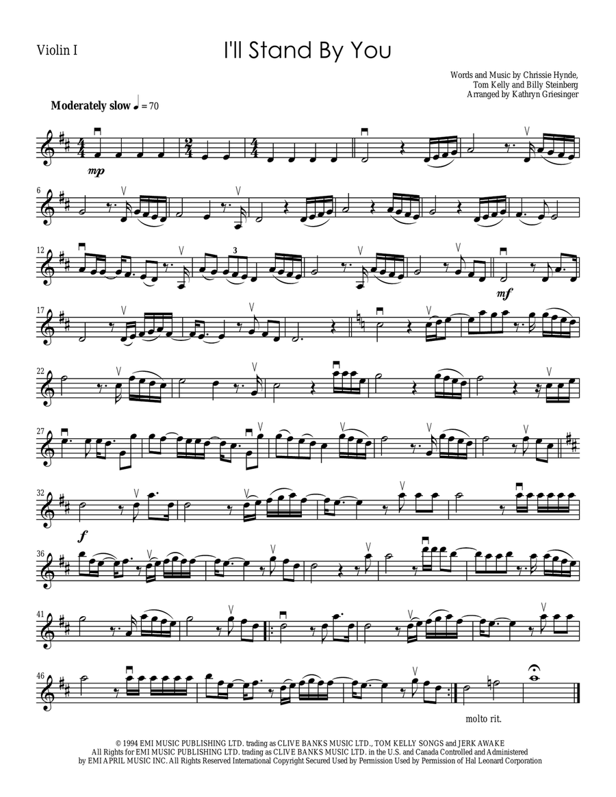 I'll Stand By You I'll Stand By You String Quartet scores gallery preview page 1