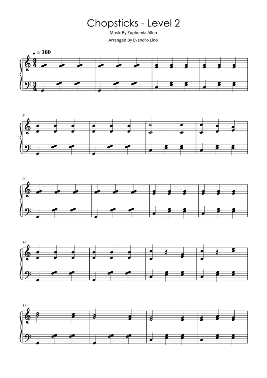 Chopsticks Level 2 Easy Piano scores gallery preview page 1