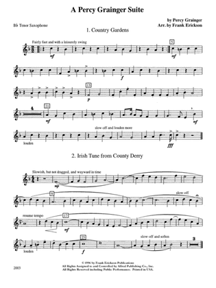 A Percy Grainger Suite: B-flat Tenor Saxophone